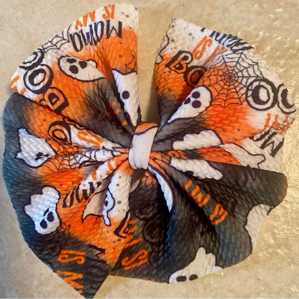 Halloween Themed Kids Hair Bow - Orange and Black NWOT